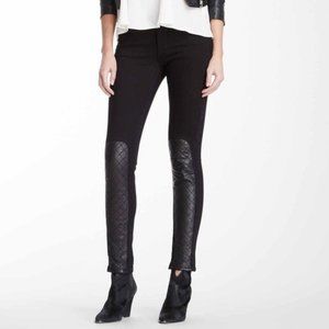 Joe's Jeans Corah Black Quilted Leather Knee Panel The Skinny Leg Jeans Size 29
